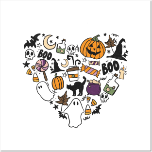 Halloween Doodle Heart Posters and Art